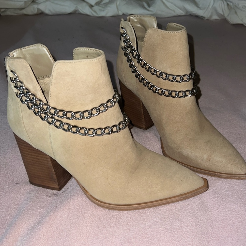 Like New! Tan chain booties